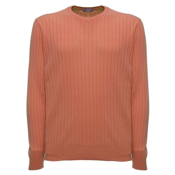 Gaudenzi Long-Sleeved Orange Ribbed Cotton Sweater